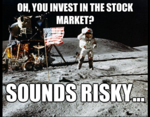 funny stock market meme, moon landing
