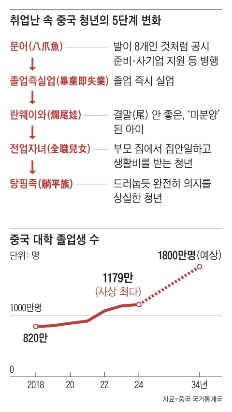 중국 청년실업 개빡센듯